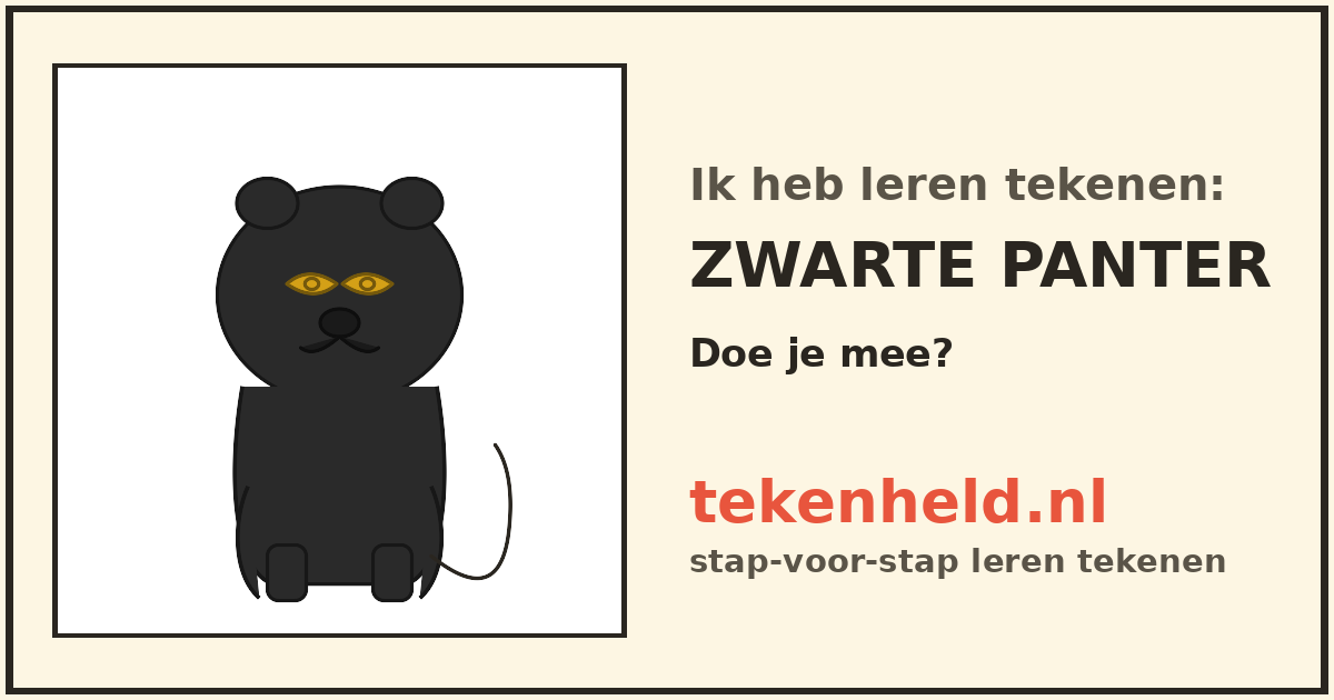 Voorbeeld: Zwarte panter tekenen in stappen