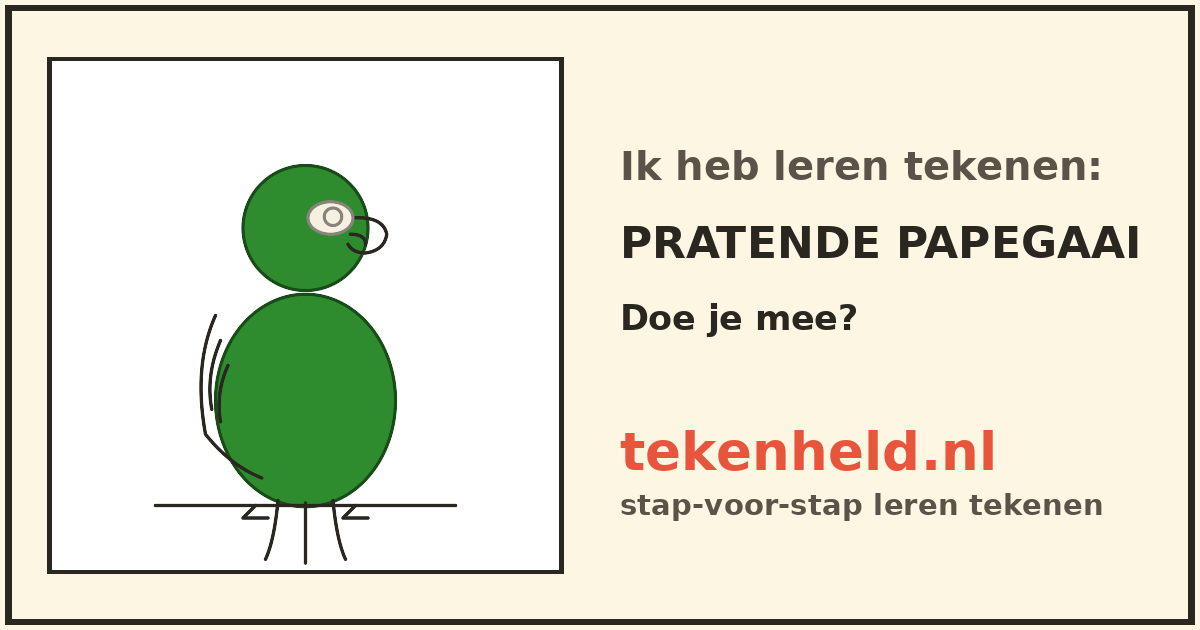 Voorbeeld: Pratende papegaai tekenen in stappen