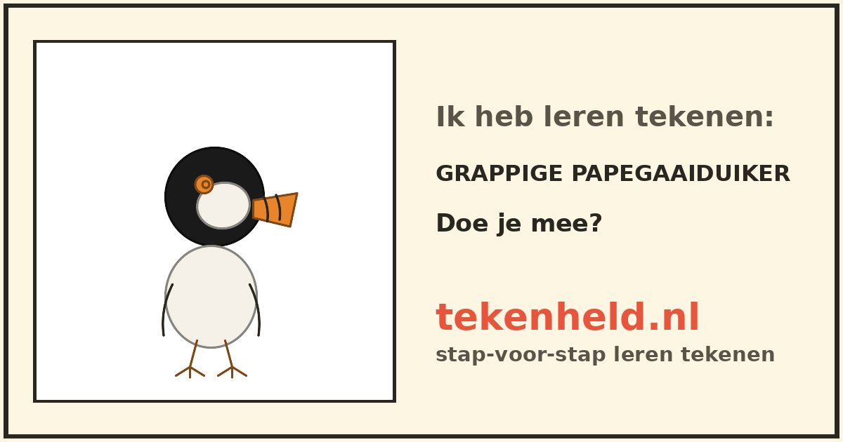 Voorbeeld: Grappige papegaaiduiker tekenen in stappen