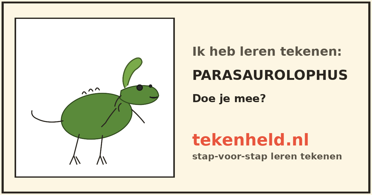 Voorbeeld: Parasaurolophus tekenen in stappen