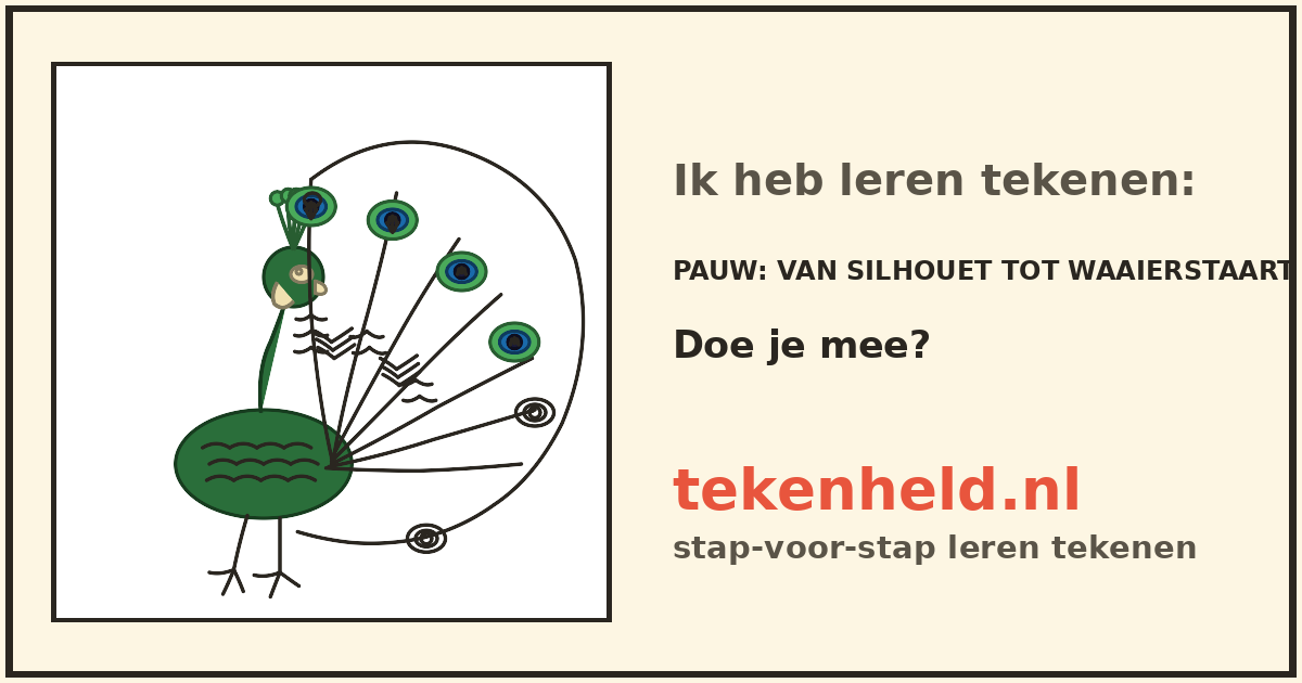 Voorbeeld: Pauw tekenen in stappen