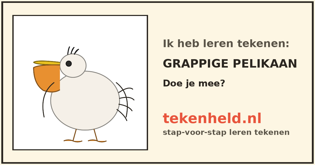 Voorbeeld: Grappige pelikaan tekenen in stappen