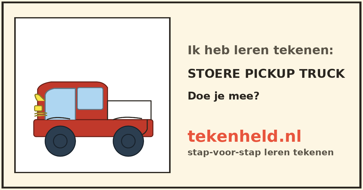 Voorbeeld: Stoere pickup truck tekenen in stappen