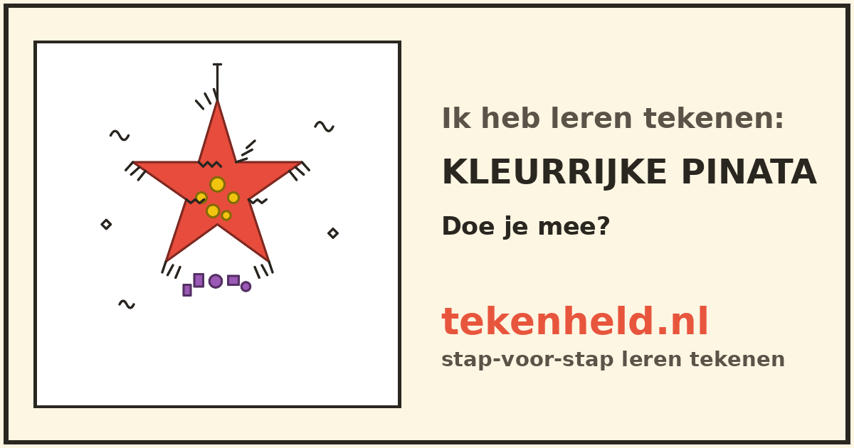 Voorbeeld: Kleurrijke pinata tekenen in stappen