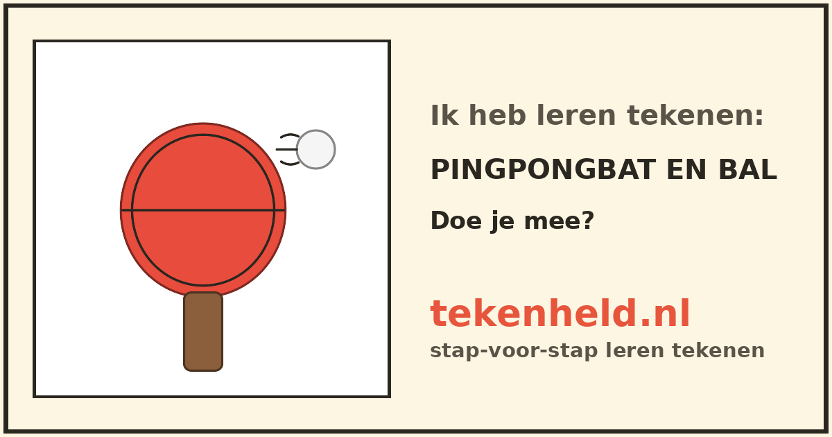Voorbeeld: Pingpongbat en bal tekenen in stappen