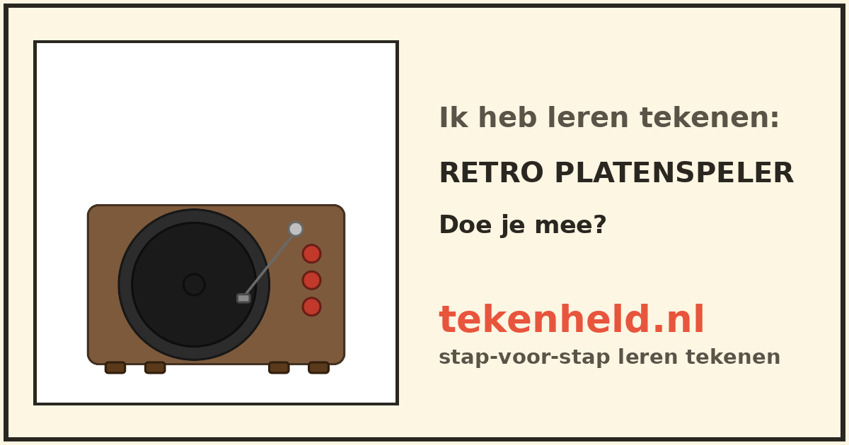 Voorbeeld: Retro platenspeler tekenen in stappen