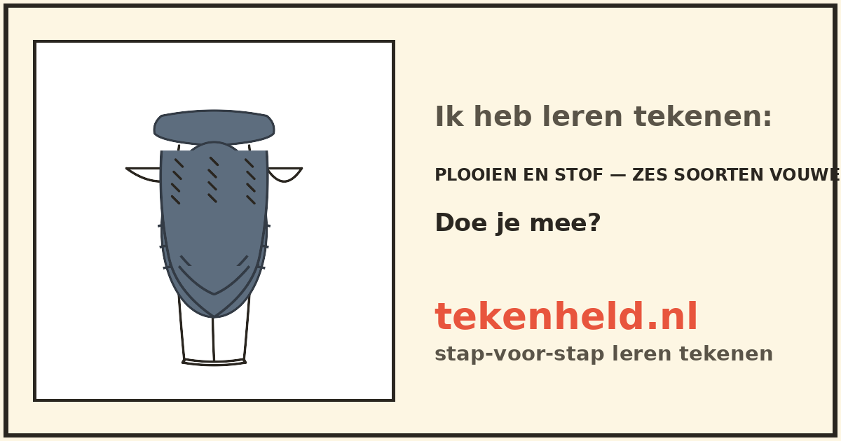 Voorbeeld: Plooien en stof — zes soorten vouwen tekenen in stappen