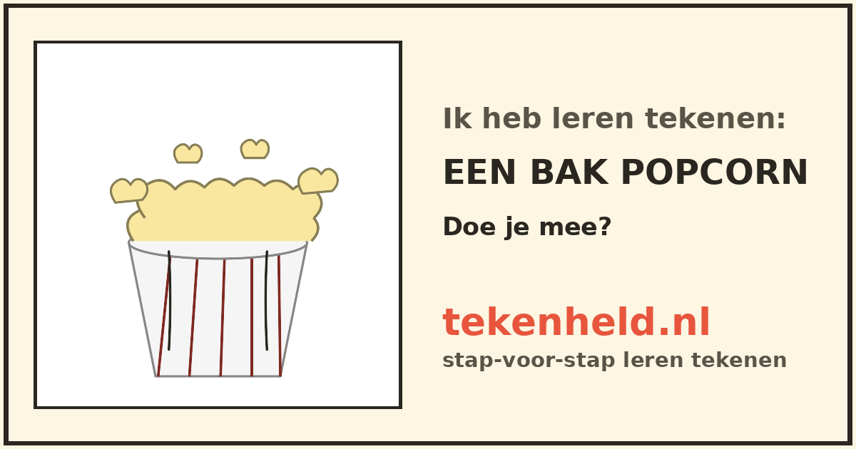 Voorbeeld: Een bak popcorn tekenen in stappen