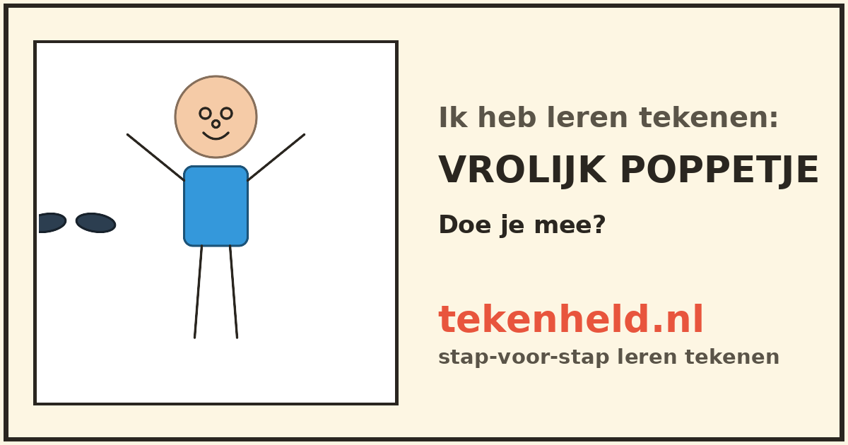 Voorbeeld: Vrolijk poppetje tekenen in stappen