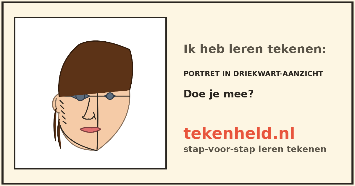 Voorbeeld: Portret in driekwart-aanzicht tekenen in stappen