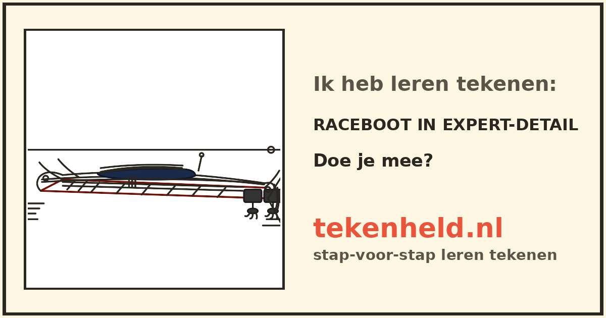 Voorbeeld: Raceboot in expert-detail tekenen in stappen
