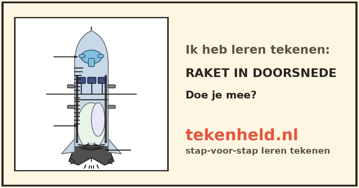 Voorbeeld: Raket in doorsnede tekenen in stappen