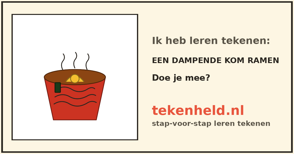 Voorbeeld: Een dampende kom ramen tekenen in stappen