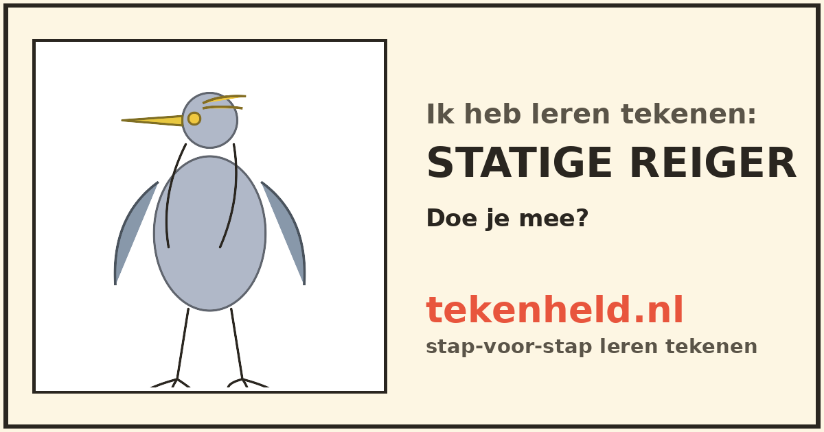 Voorbeeld: Statige reiger tekenen in stappen