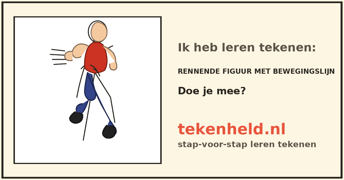 Voorbeeld: Rennende figuur met bewegingslijn tekenen in stappen