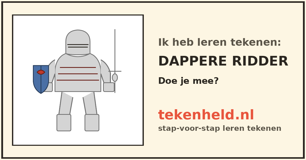 Voorbeeld: Dappere ridder tekenen in stappen