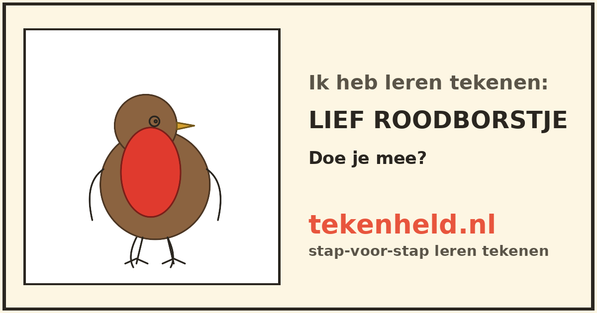 Voorbeeld: Lief roodborstje tekenen in stappen