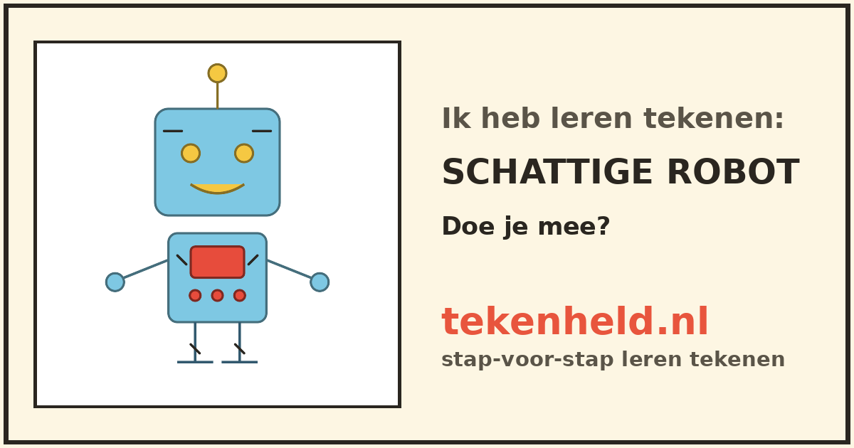 Voorbeeld: Schattige robot tekenen in stappen