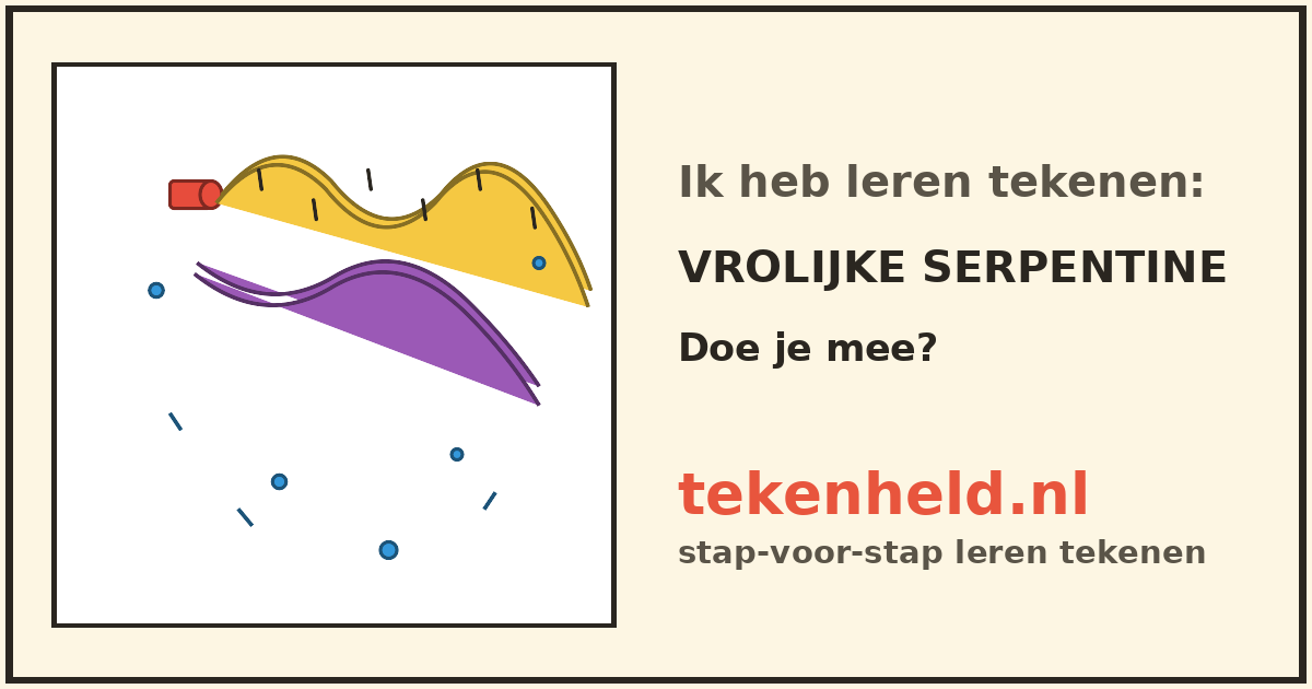 Voorbeeld: Vrolijke serpentine tekenen in stappen