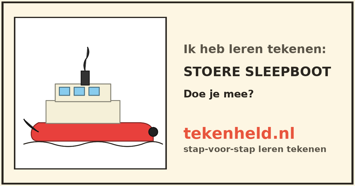 Voorbeeld: Stoere sleepboot tekenen in stappen
