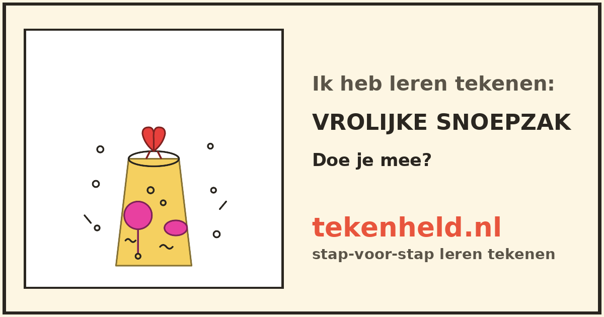 Voorbeeld: Vrolijke snoepzak tekenen in stappen