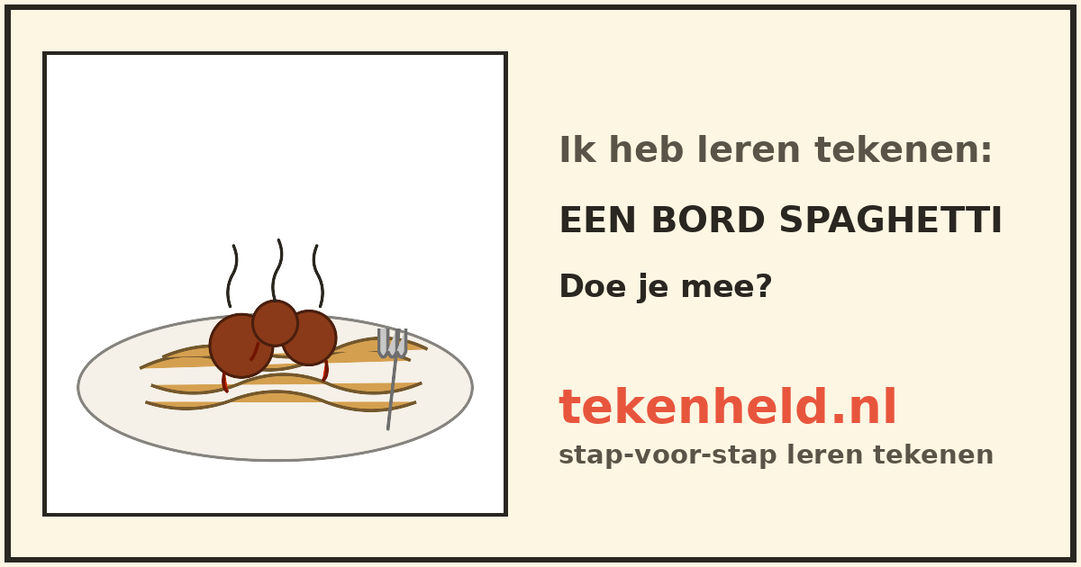 Voorbeeld: Een bord spaghetti tekenen in stappen