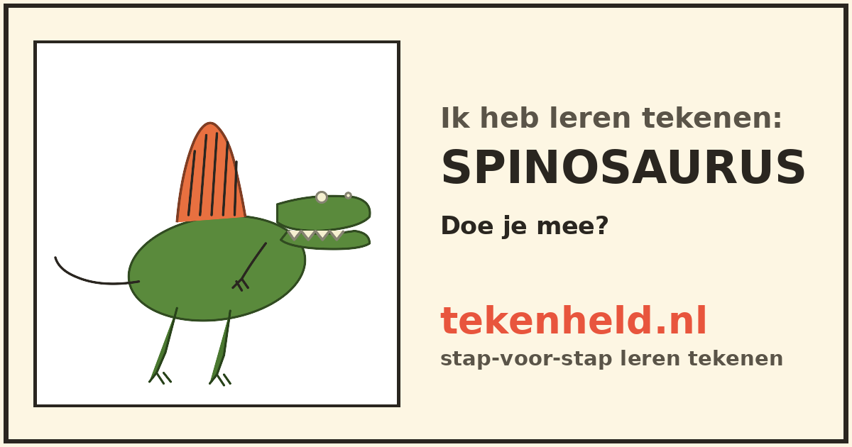 Voorbeeld: Spinosaurus tekenen in stappen