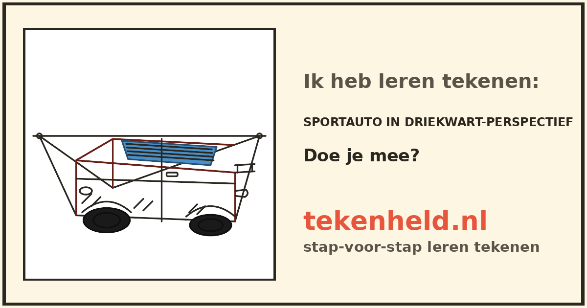 Voorbeeld: Sportauto in driekwart-perspectief tekenen in stappen