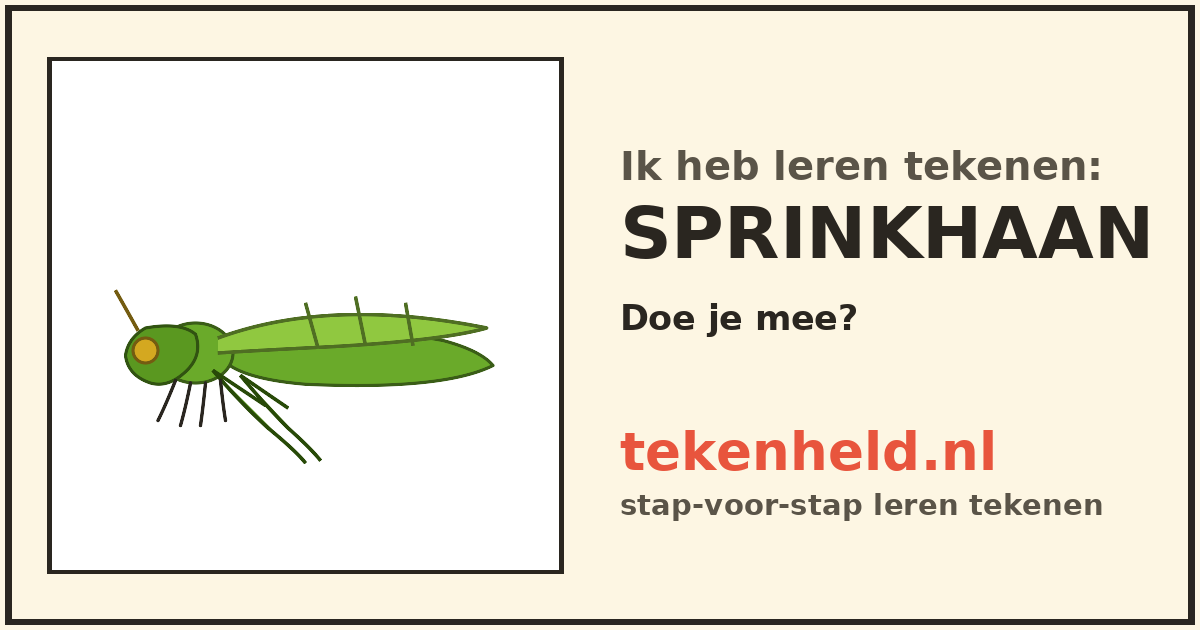 Voorbeeld: Sprinkhaan tekenen in stappen