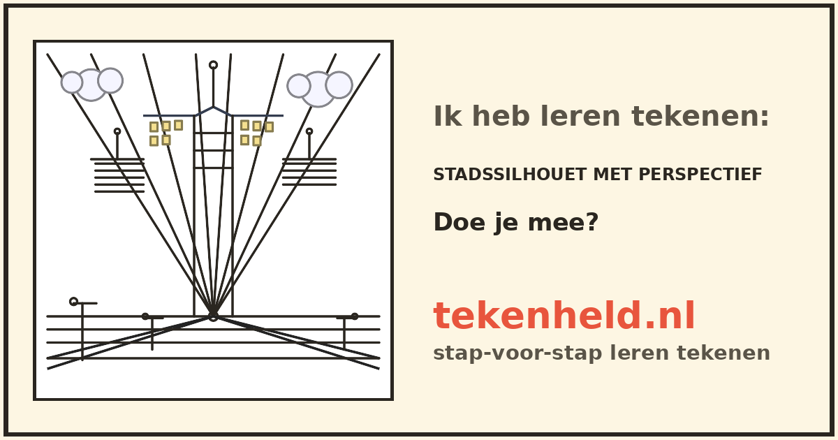 Voorbeeld: Stadssilhouet met perspectief tekenen in stappen