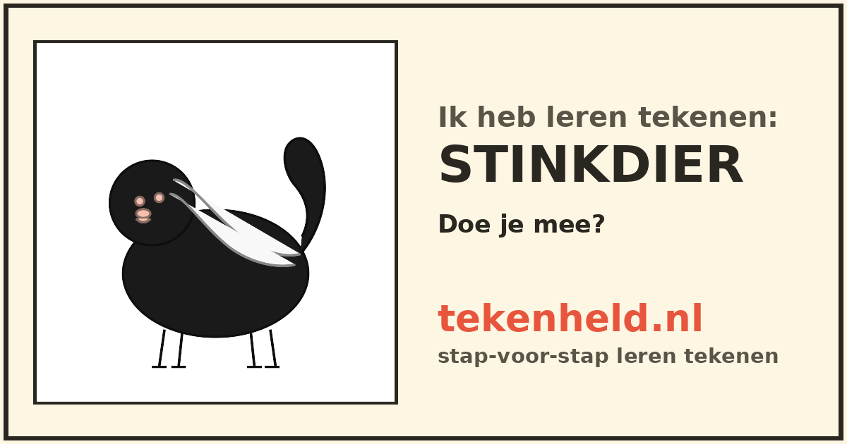 Voorbeeld: Stinkdier tekenen in stappen