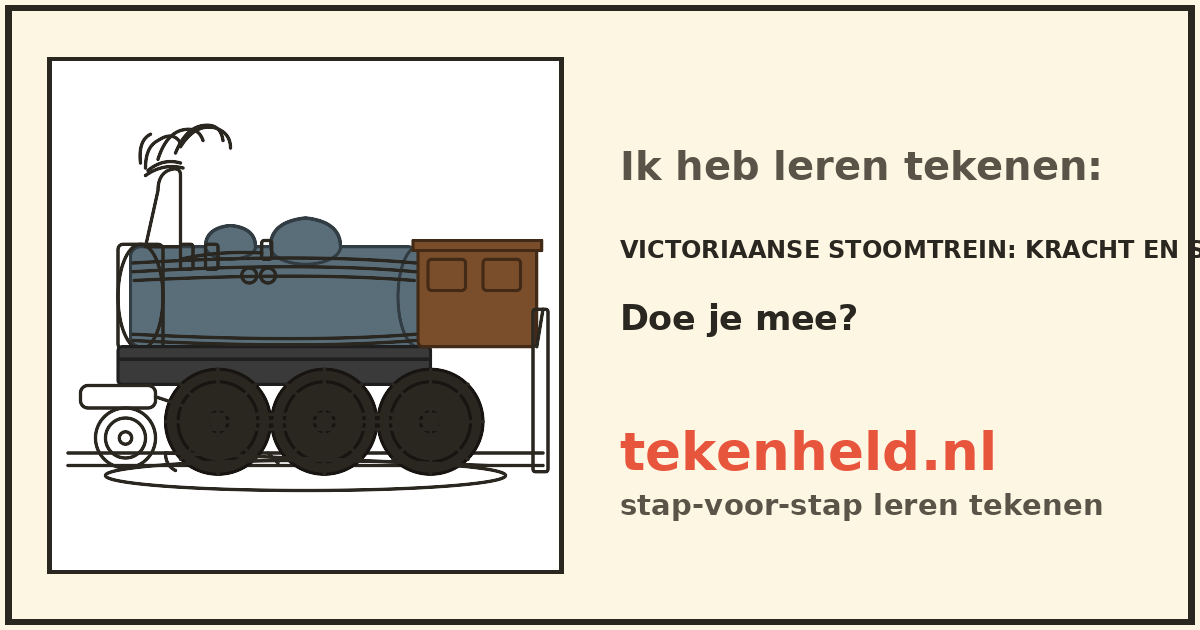 Voorbeeld: Victoriaanse stoomtrein tekenen in stappen