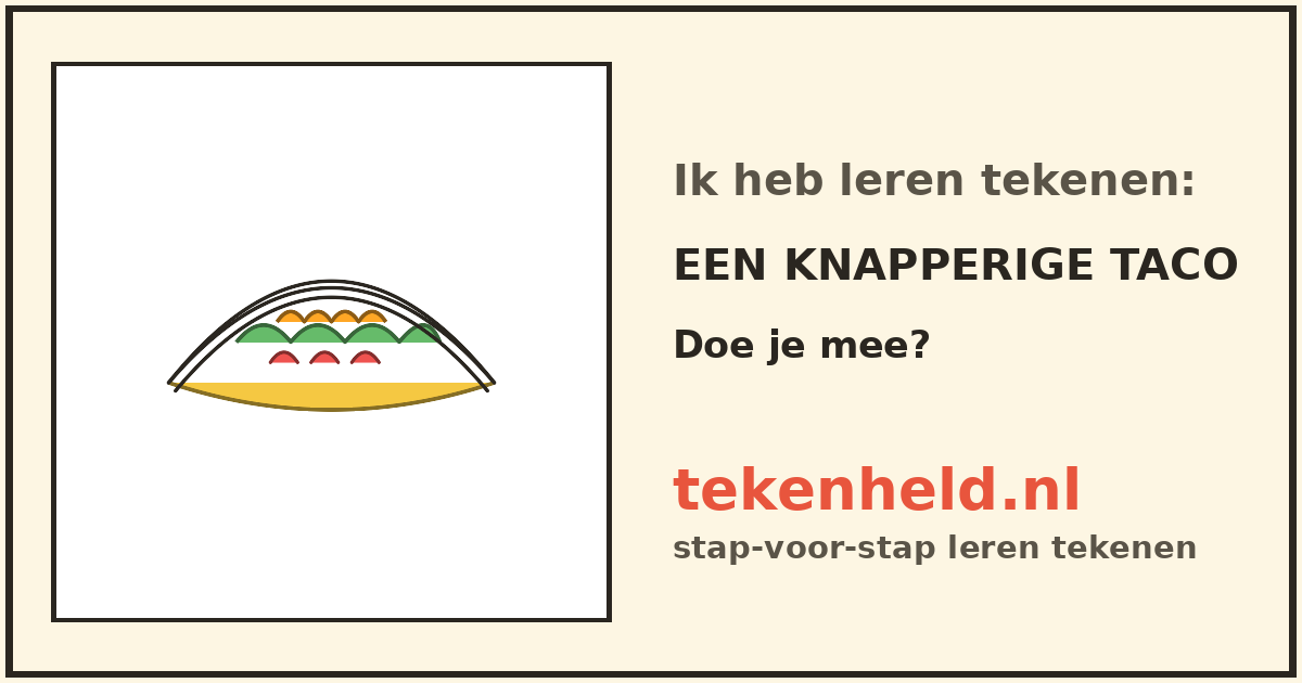 Voorbeeld: Een knapperige taco tekenen in stappen