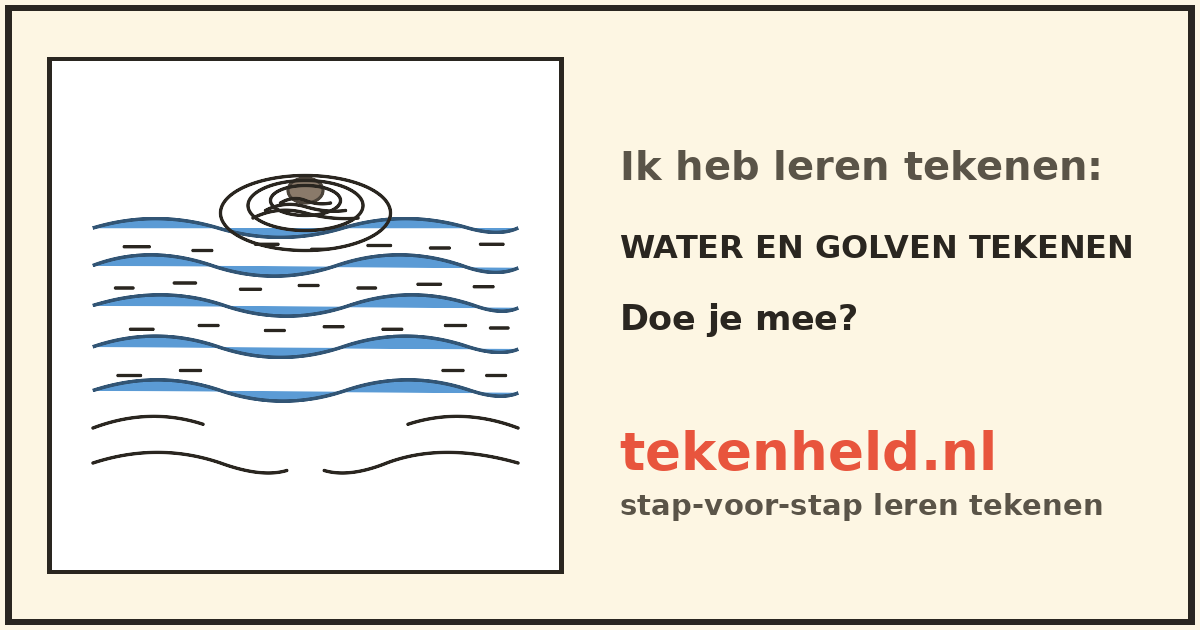 Voorbeeld: Water en golven tekenen tekenen in stappen