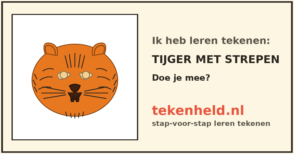 Voorbeeld: Tijger met strepen tekenen in stappen
