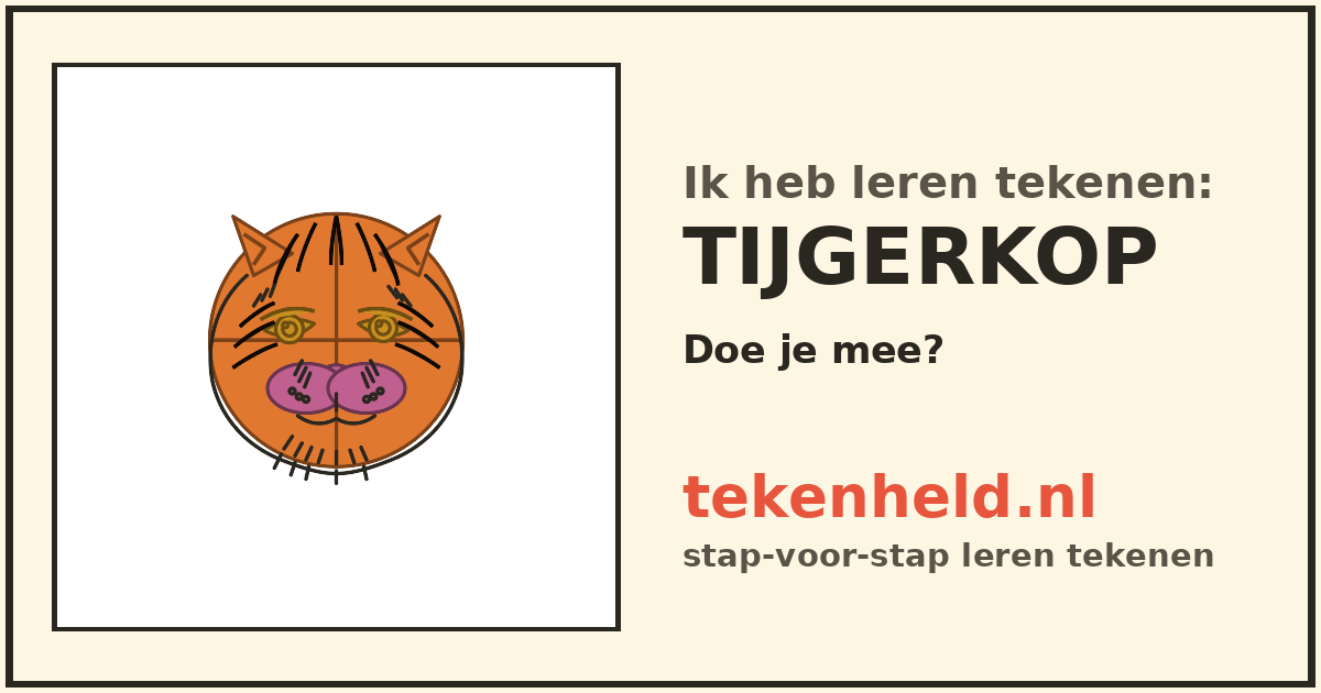 Voorbeeld: Tijgerkop tekenen in stappen