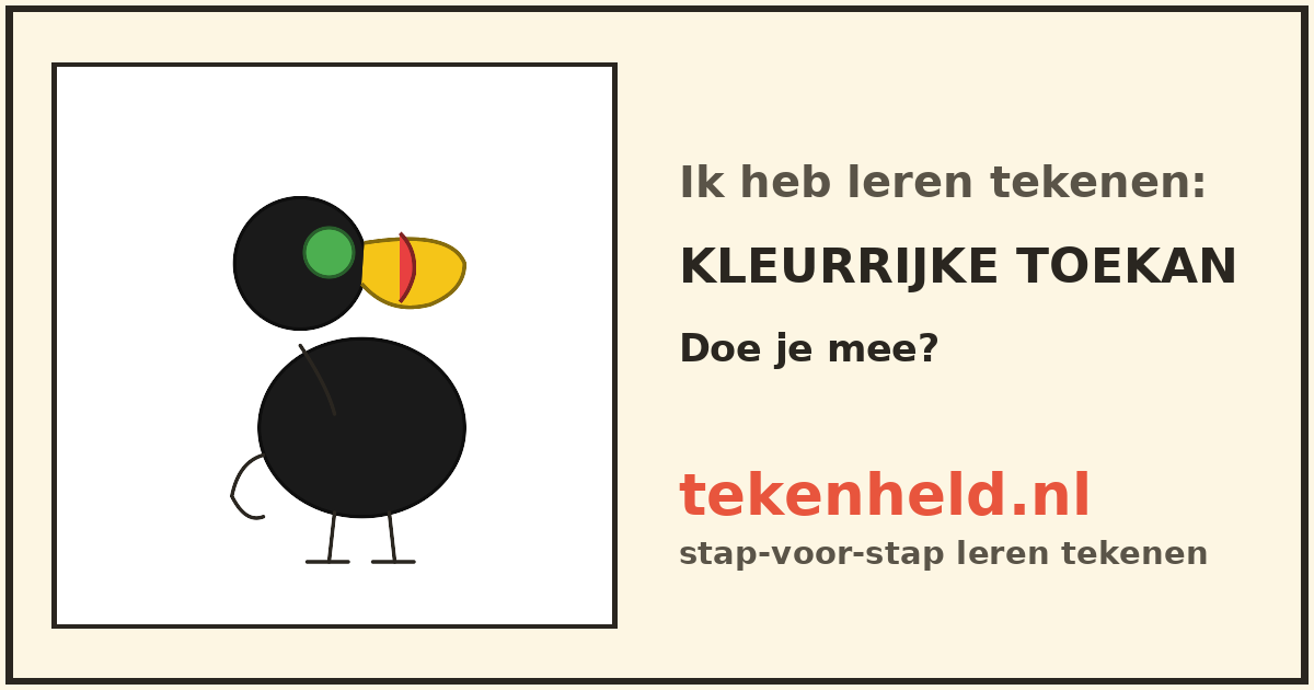 Voorbeeld: Kleurrijke toekan tekenen in stappen