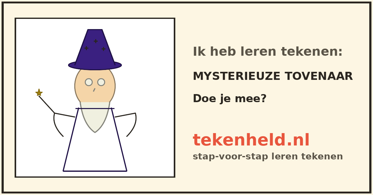Voorbeeld: Mysterieuze tovenaar tekenen in stappen