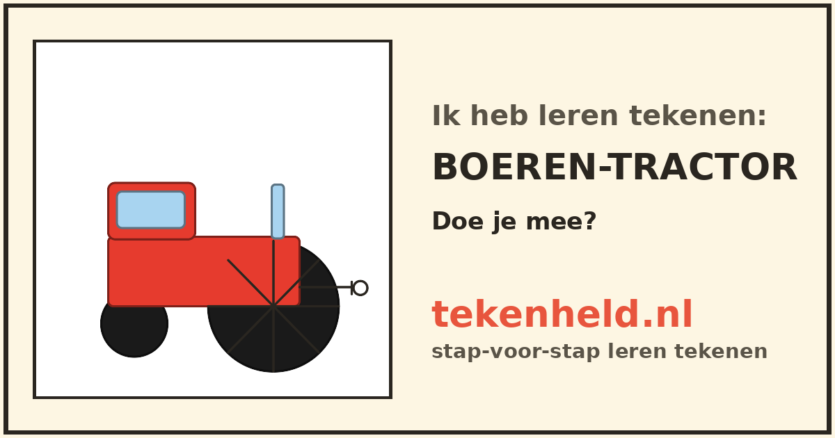 Voorbeeld: Boeren-tractor tekenen in stappen