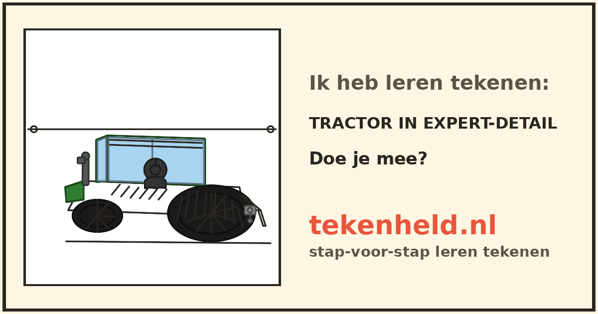Voorbeeld: Tractor in expert-detail tekenen in stappen