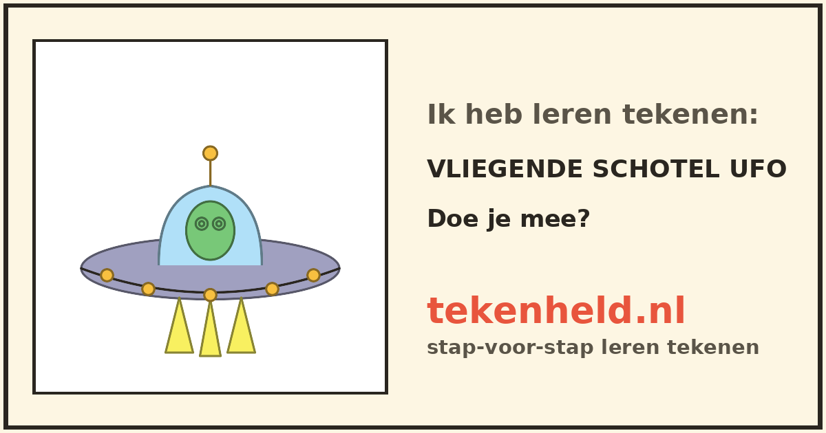 Voorbeeld: Vliegende schotel UFO tekenen in stappen