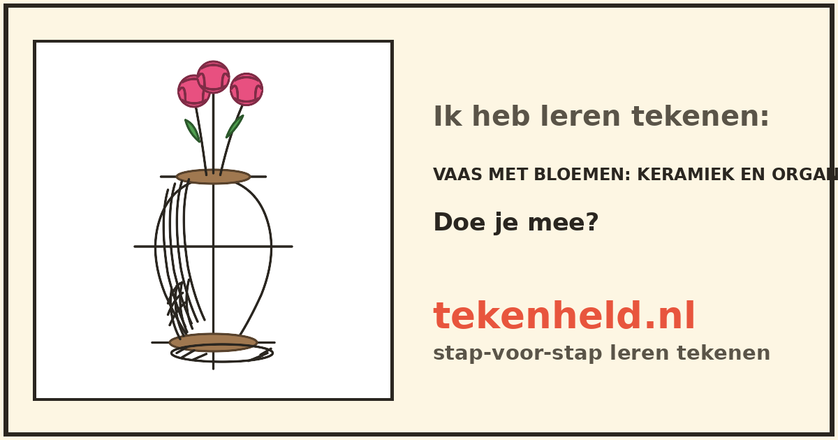Voorbeeld: Vaas met bloemen tekenen in stappen