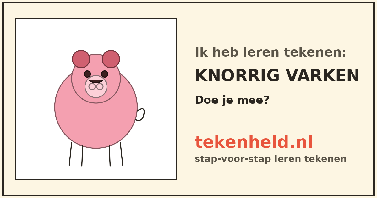 Voorbeeld: Knorrig varken tekenen in stappen