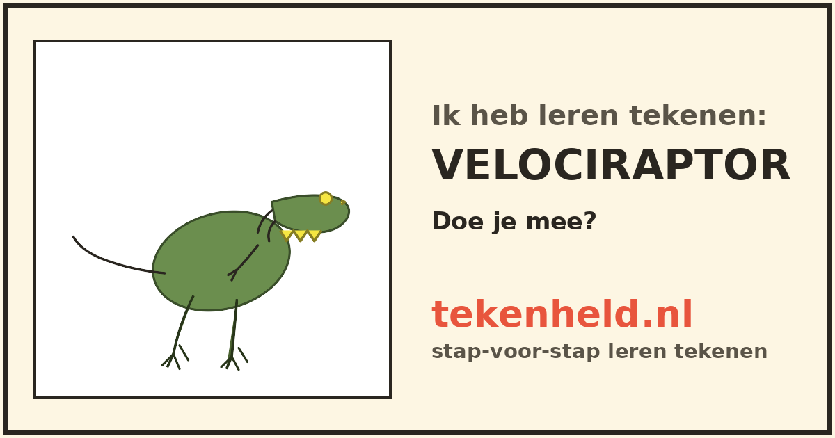 Voorbeeld: Velociraptor tekenen in stappen