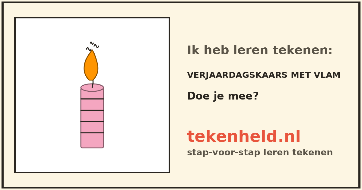 Voorbeeld: Verjaardagskaars met vlam tekenen in stappen