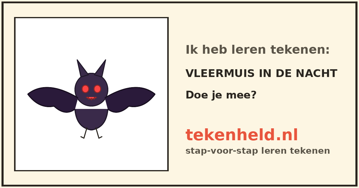 Voorbeeld: Vleermuis in de nacht tekenen in stappen