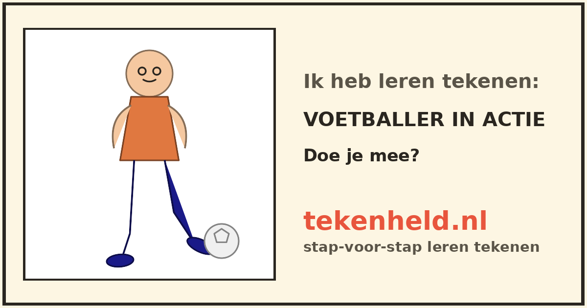 Voorbeeld: Voetballer in actie tekenen in stappen