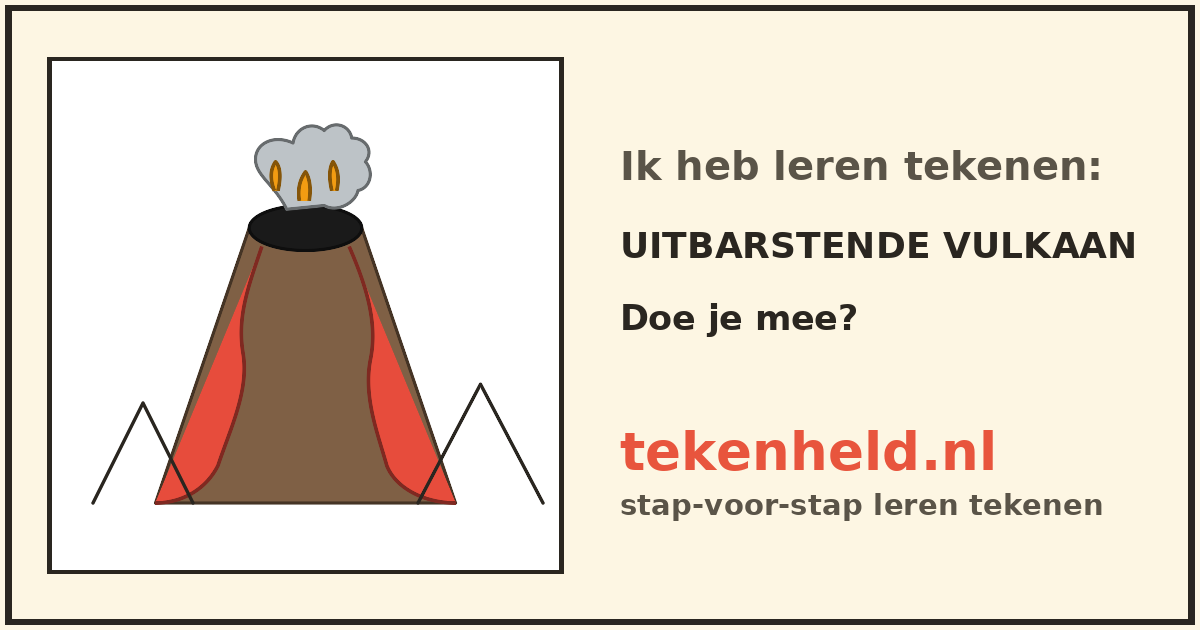 Voorbeeld: Uitbarstende vulkaan tekenen in stappen