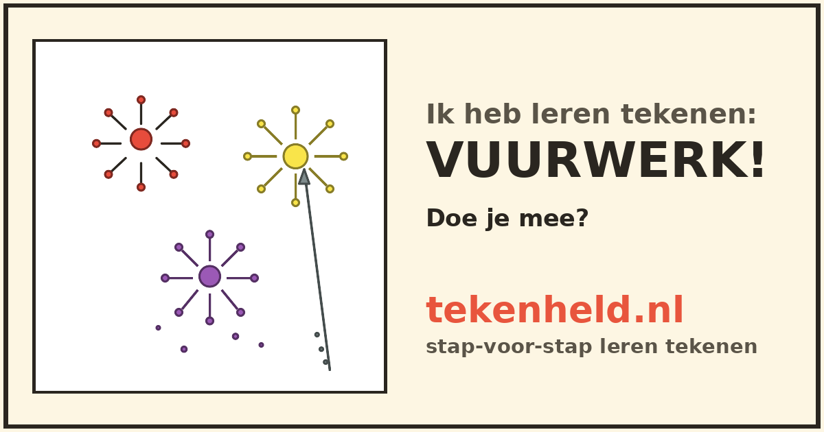 Voorbeeld: Vuurwerk! tekenen in stappen