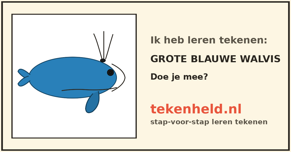 Voorbeeld: Grote blauwe walvis tekenen in stappen